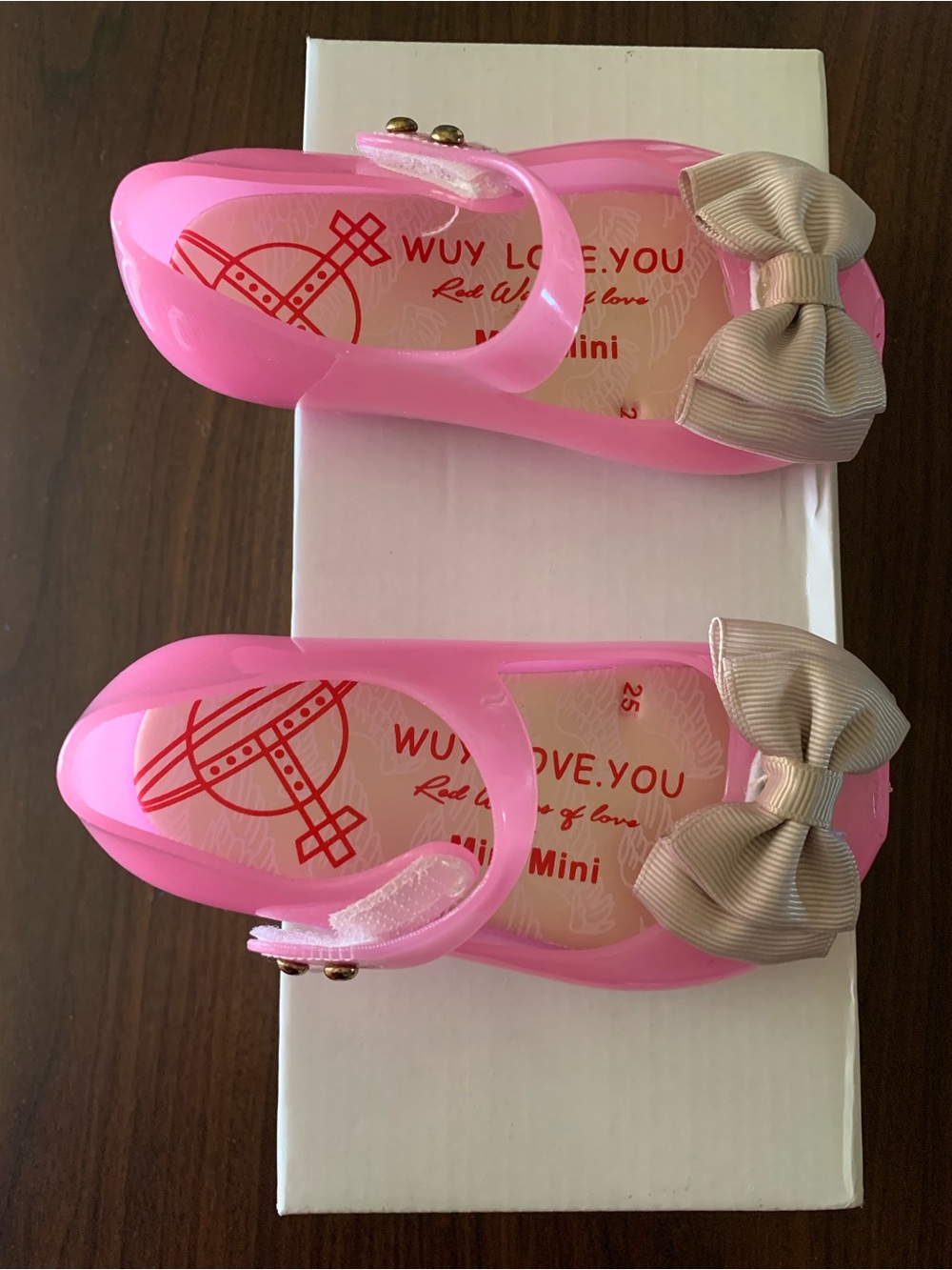 Pink Kids Jelly Mary Jane with Beige Bow